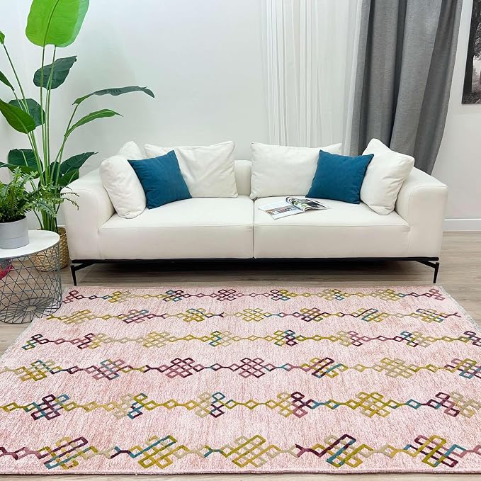 Alfa Rich 7x10 Light Pink Washable Area Rugs - Image 4