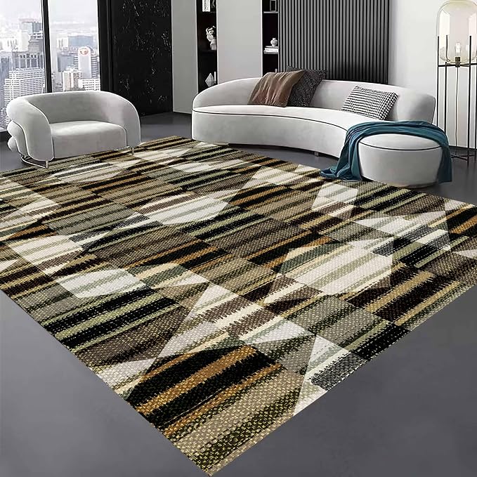 Large Living Room Area Rug 5x8ft, Modern Geometric Rugs, Machine Washable & by Unknown