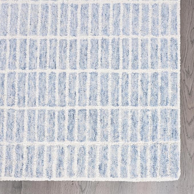 Hand-Tufted 100% Wool Area Rug – Unique Modern Geometric Grid Pattern, Soft - Image 3