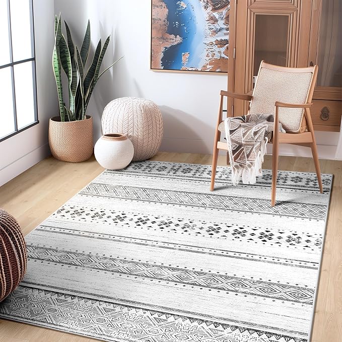 BESTSWEETIE 4x6 Area Rugs for Living Room Washable Moroccan Farmhouse Neutral - Image 6