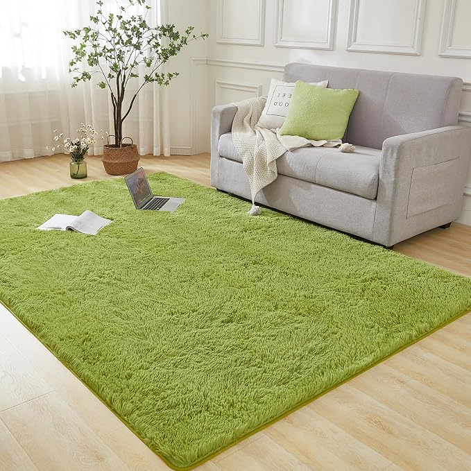 Andency 8x10 Area Rugs for Living Room, Olive Green Non-Slip Fluffy Soft Large by Andency