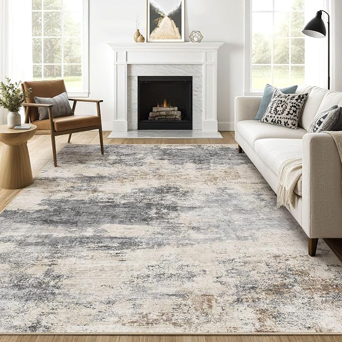 10x14 Area Rugs Living Room: Washable Large Abstract Modern Soft Rug Stain by LOONGRUG