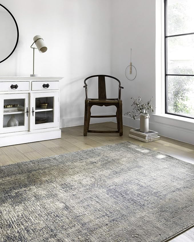 Loloi Teagan Collection TEA-05 Denim/Slate 3'-4" x 5'-7" Accent Rug, Soft by Loloi