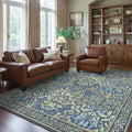 Bavni Floral Dark Blue Area Rugs 6x9, Vintage Boho Carpet Machine Washable by BAVNI