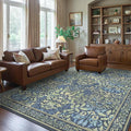 Bavni Floral Dark Blue Area Rugs 8x10, Vintage Boho Carpet Machine Washable by BAVNI