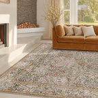Vintage Moss Green Living Room Rug, 7x10 Washable Large Area Rugs - Image 8