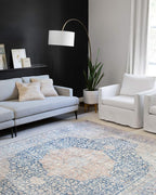 Loloi Layla Collection LAY-07 Blue/Tangerine 2'-0" x 5'-0" .13" Thick Accent Rug - Image 2