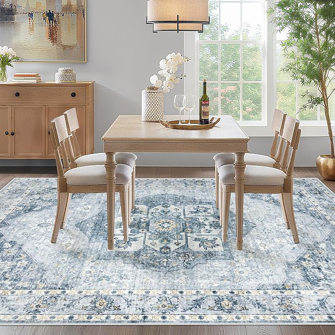 5x7 Area Rugs Washable Rugs for Living Room, Vintage Boho Rug Non-Slip Soft - Image 2