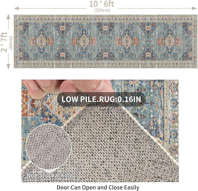 Enkor Runner Rugs for Hallway, 2.6x10.5 Washable Soft Non Slip Floor Rugs for - Image 2
