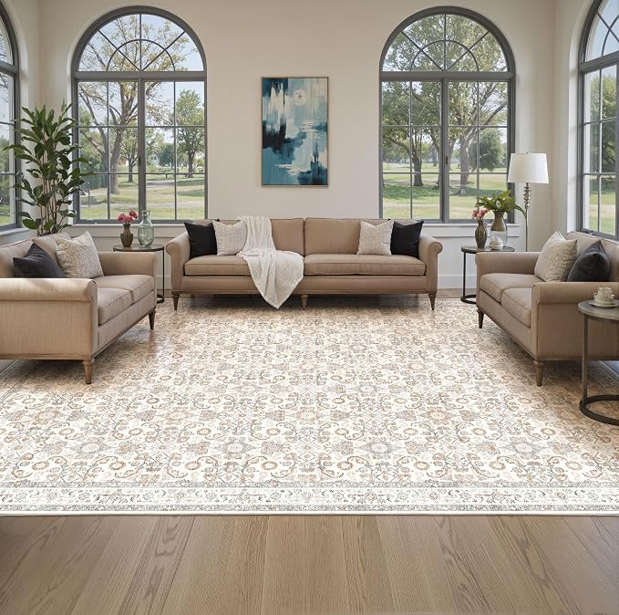 WITSHOCK Living Room Area Rugs 10x13: Soft Non-Slip Backing Washable Rugs by WITSHOCK