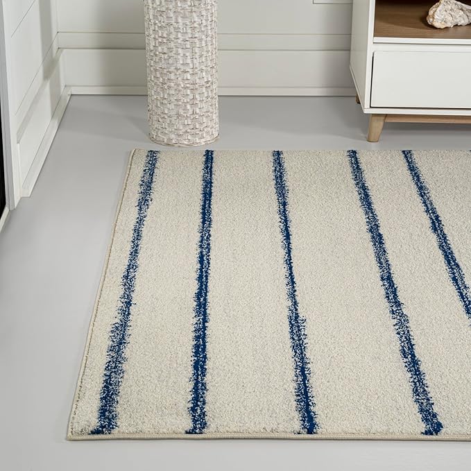 JONATHAN Y Williamsburg Minimalist Stripe Cream/Navy Indoor Area Rug, - Image 3