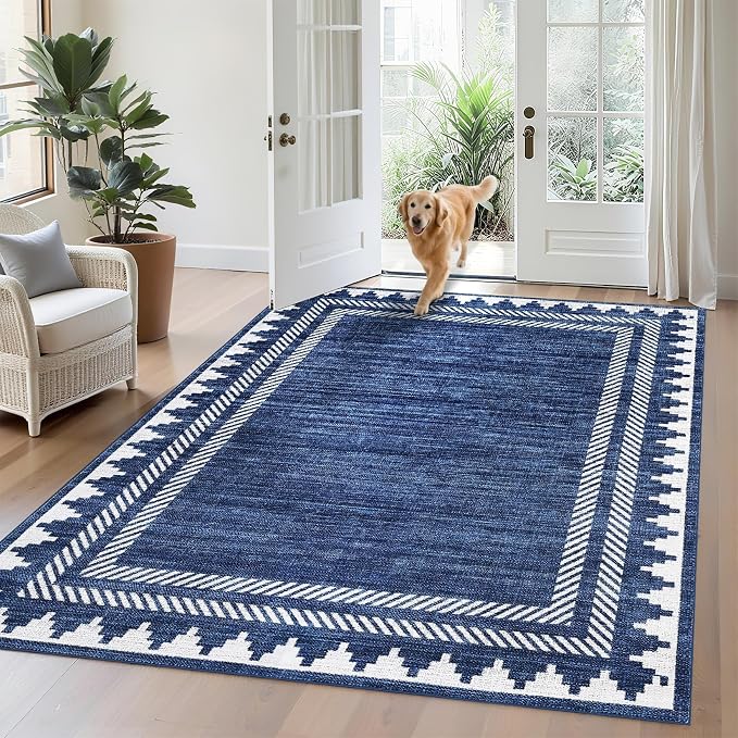 Bordered Printed 10x13 Washable Area Rugs - Image 6