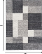 Rugshop Gray Modern Geometric Boxes Non-Slip Area Rug Non-Shedding - Image 2