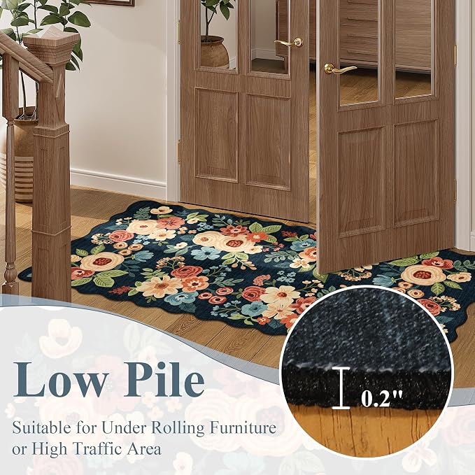 DUKINO 8x10 Area Rug, Floral Washable Rugs - Image 9