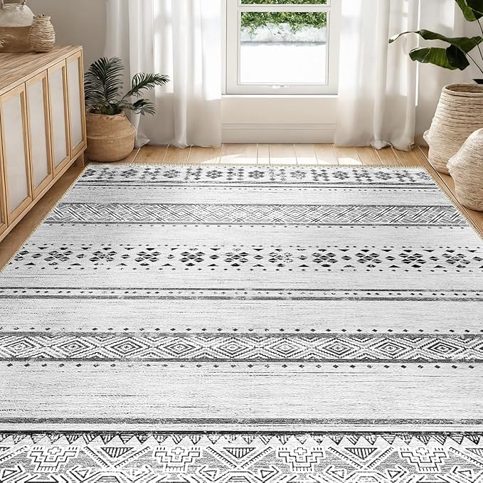 BESTSWEETIE 8x10 Area Rugs for Living Room Washable Moroccan Farmhouse Neutral - Image 6