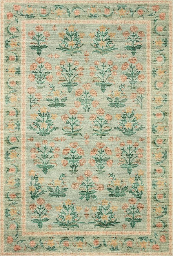 Loloi Rifle Paper Co. Eden Collection EDE-01 Mughal Rose Moss 2'-6" x 7'-6" - Image 2