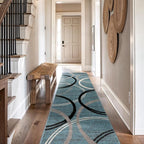 Rugshop Modern Wavy Circles Design Runner Rug, Non-Shedding Carpet - Image 9