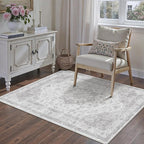 Grey Gray Area Rug 3x5 Washable Vintage Carpet - Image 5