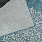 CAMILSON Outdoor Rug 6x9 Medallion Aqua Modern Area Rugs - Image 5