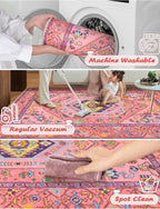 SERISSA Washable Kitchen Runner Rug, 2x5 Non-Slip Fuchsia Pink Runner Rugs - Image 2