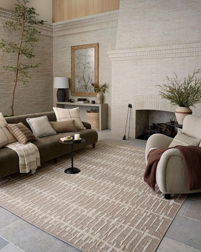 Loloi Amber Lewis Bexley Collection BEX-02 Taupe/Natural 6'-6" x 9'-3" Area Rug by Loloi