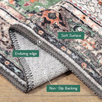 9x12 Area Rugs for Living Room Green Boho Washable Vintage Low Pile Non-Slip - Image 5