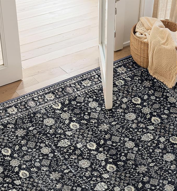 2x6 Area Rug, Boho Vintage Oriental Washable Rugs, Collapsible Area Rug - Image 3