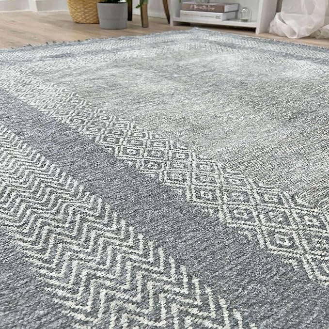 Alfa Rich 7x10 Light Gray Washable Area Rugs - Image 4