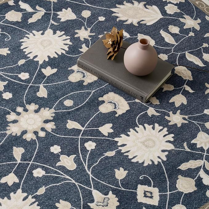 EVERGRACE Area Rugs for Entryway 2x3, Boho Floral Faux Wool Indoor Outdoor - Image 6