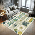 Ambesonne Mid Century Modern Decorative Rug, Abstract Circles Leaves and by Ambesonne