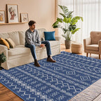 Indoor Outdoor Area Rug Washable Patio Rug Modern Moroccan Geometric Indoor - Image 3