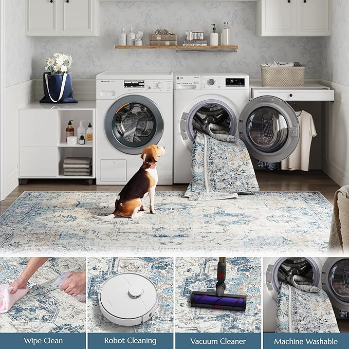 jinchan Kelda Runner Rug 3x8 Vintage Hallway Rug Kitchen Washable Runner Retro - Image 5