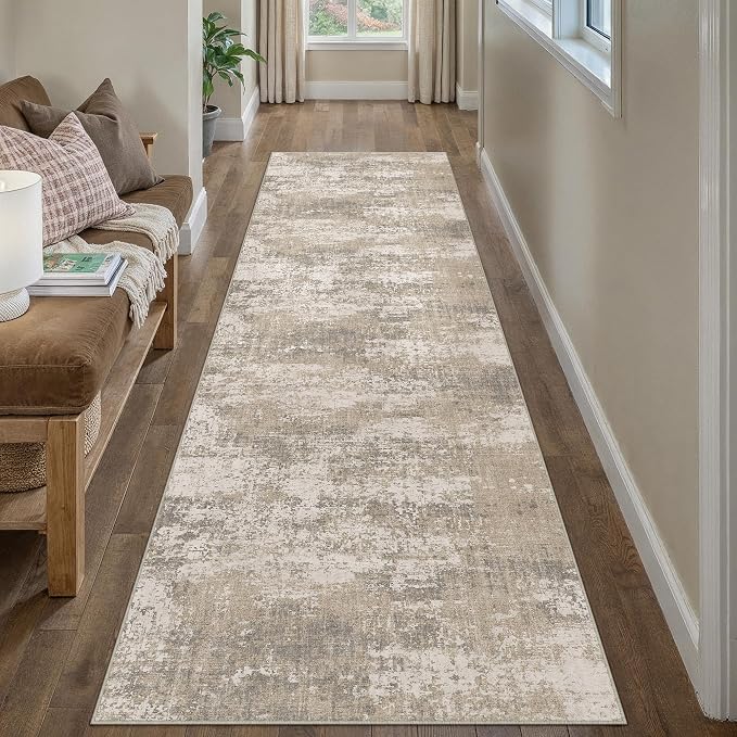 Runner Rug 2x6 Beige Machine Washable Modern Abstract Hallway Carpet Non Slip - Image 6