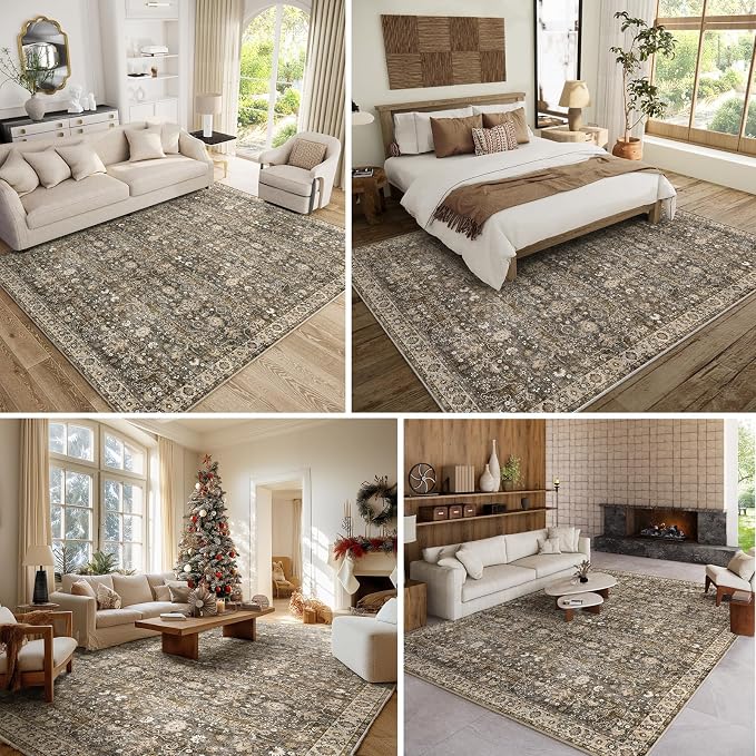 8x10 Washable Area Rugs Ultral Soft Non-Slip Stain Resistant Vintage Boho Large - Image 2