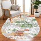 Distressed Abstract Art Aesthetic Deco Indoor Oval Rugs 12x15 - Image 2