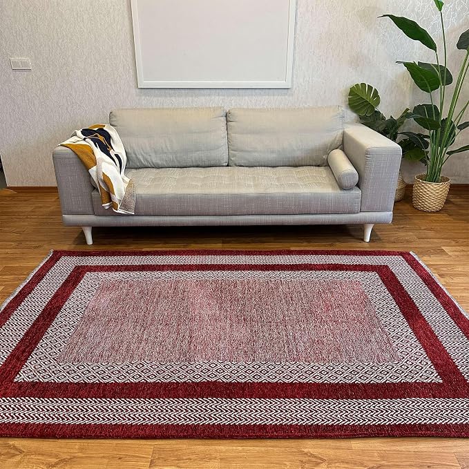 Alfa Rich 5x8 Red Burgundy Washable Area Rugs - Image 4