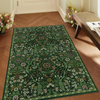 3x5 Dark Green Boho Floral Vintage Area Rug, Soft Lightweight Low Pile - Image 4
