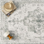 Washable Rug 9x12 Area Rug for Living Room Gray Vintage Boho Medallion Large - Image 8