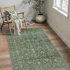 Green Area Rug 3x5 Washable Office Entryway Carpet Soft Vintage Indoor Kitchen - Image 5