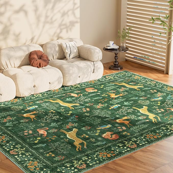 DUKINO 8x10 Rug, Washable Animal Living Room Rug - Image 8