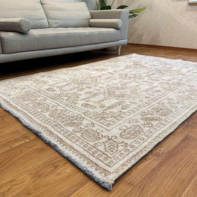 Alfa Rich 4x6 Beige Off White Washable Area Rugs - Image 4