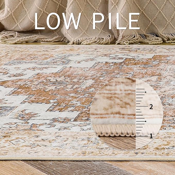 GENIMO 6x9 Area Rugs for Living Room, Non Slip Machine Washable Retro Rugs - Image 5