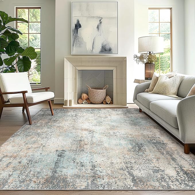 GENIMO Washable Area Rugs for Living Room, 10x14 Modern Non Slip Rugs, Low Pile by GENIMO