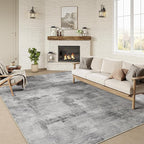 5x7 Washable Area Rug Grey Abstract Modern Living Room Bedroom Throw Rug Non by WondRg