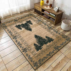UNREASTO Country Cabin Area Rug 4x6ft Rustic Nature Forest Pine Cone Pine Tree by Unknown