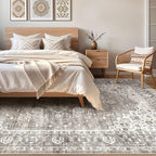 10x14 Area Rugs Living Room: Washable Boho Large Neutral Vintage Soft Rug Stain - Image 4