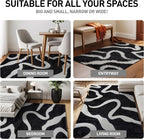 Rugshop Abstract Wavy Shag Area Rug Anthracite Dark Gray 4' x 6' Ideal - Image 3