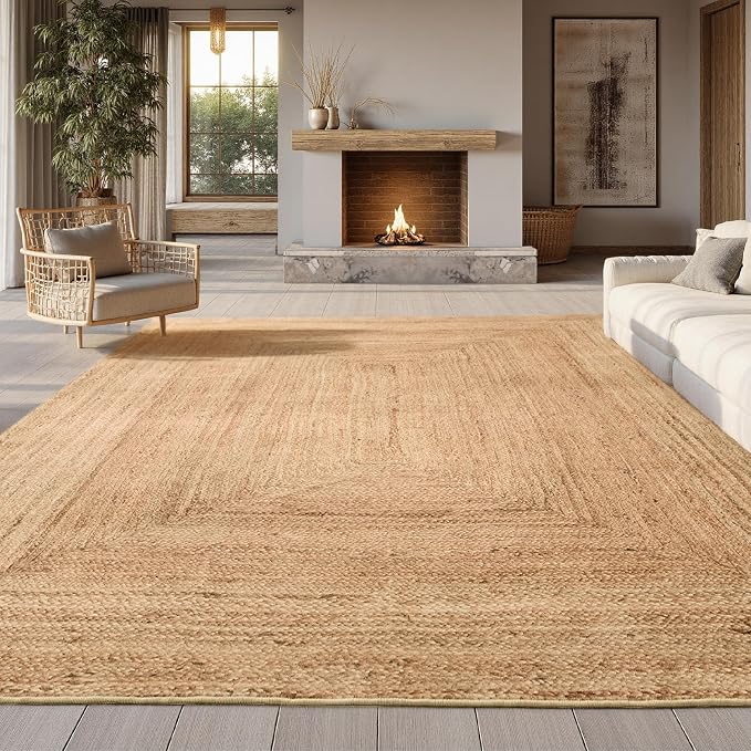 Bedsure 5x7 Printed Jute Rug for Living Room, Machine Washable Rugs, Jute-Look by BEDSURE