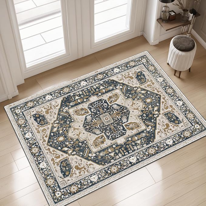 EnHomee 3x5 Washable Area Rugs for Bedroom, Boho Vintage Rugs, Foldable Area - Image 3