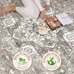 8x10 Area Rugs Living Room: Washable Boho Large Neutral Vintage Soft Rug Stain - Image 8